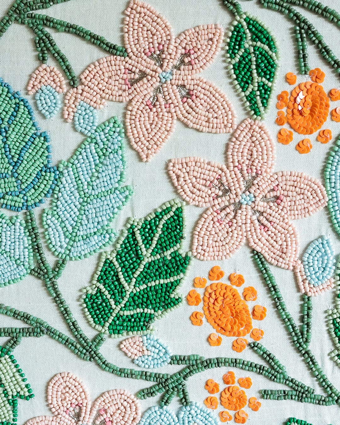  Valley of Flowers Hand Embroidered Beads Wall Décor - Valley of Flowers Hand Embroidered Beads Wall Décor - The Wishing Chair 