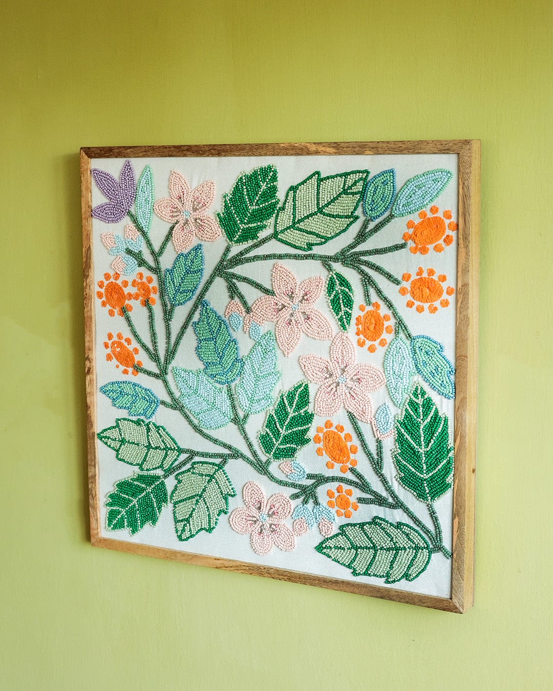  Valley of Flowers Hand Embroidered Beads Wall Décor - Valley of Flowers Hand Embroidered Beads Wall Décor - The Wishing Chair 