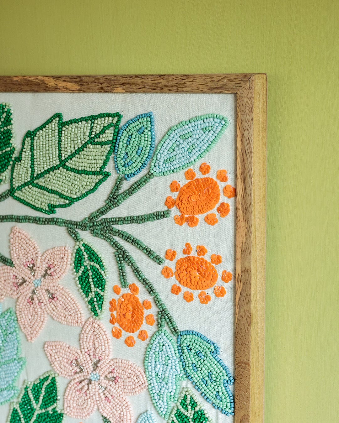  Valley of Flowers Hand Embroidered Beads Wall Décor - Valley of Flowers Hand Embroidered Beads Wall Décor - The Wishing Chair 