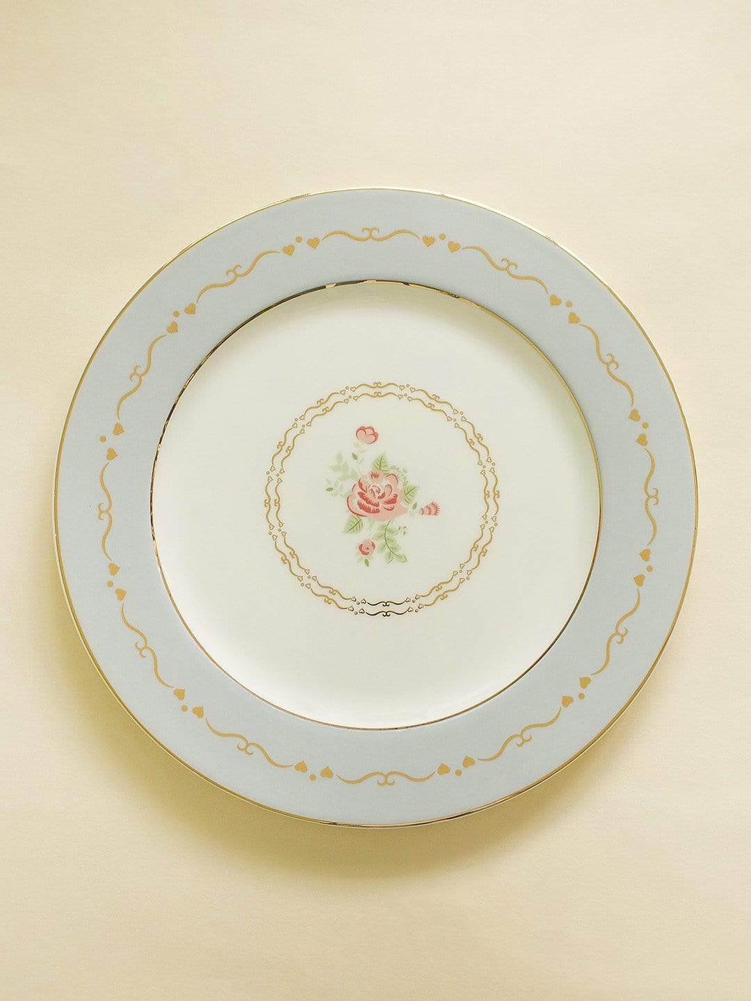 Vintage Rose Dinner Plates Set of 6 - Powder Blue