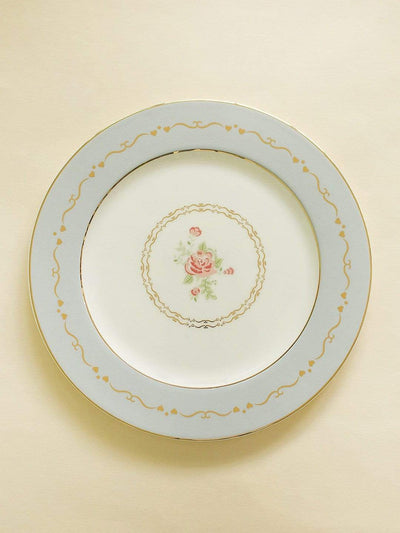 Vintage Rose Dinner Plates Set of 6 - Powder Blue