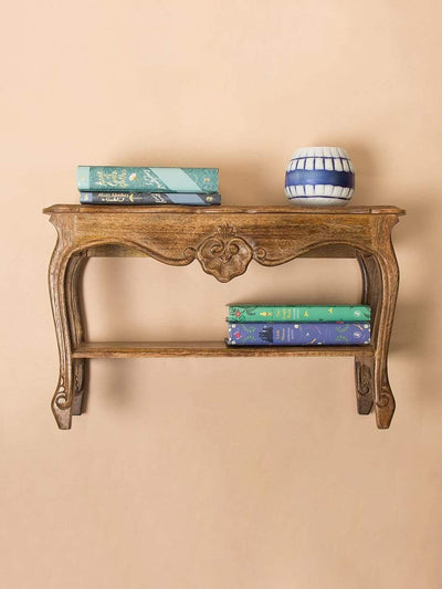 Wall Decor Alice Mini Table Handcrafted Wooden Wall Shelf