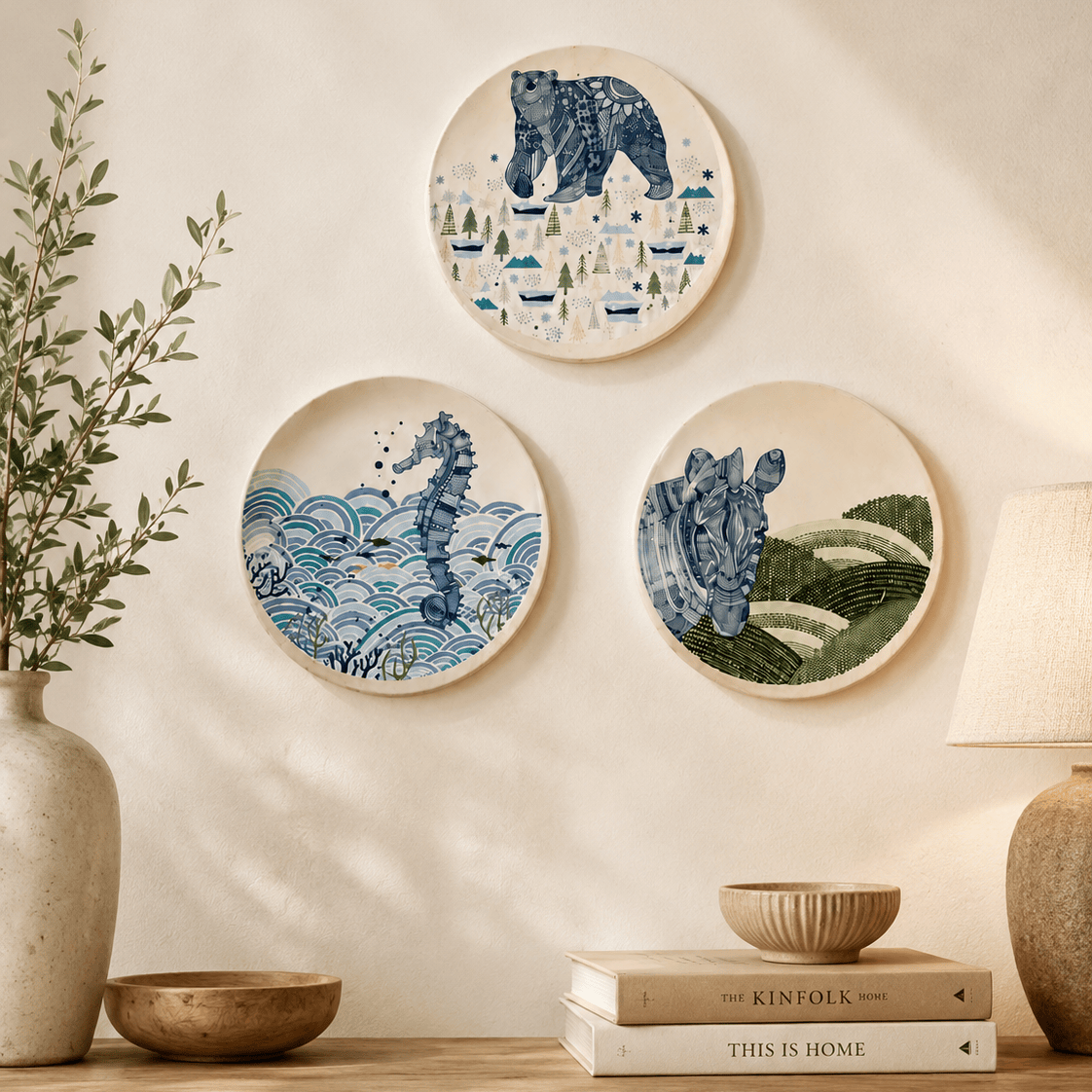Wall Decor Animal Illustrative Series Wall Plates Set of 3