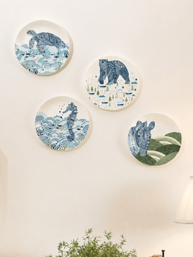 Wall Decor Animal Illustrative Series Wall Plates Set of 4