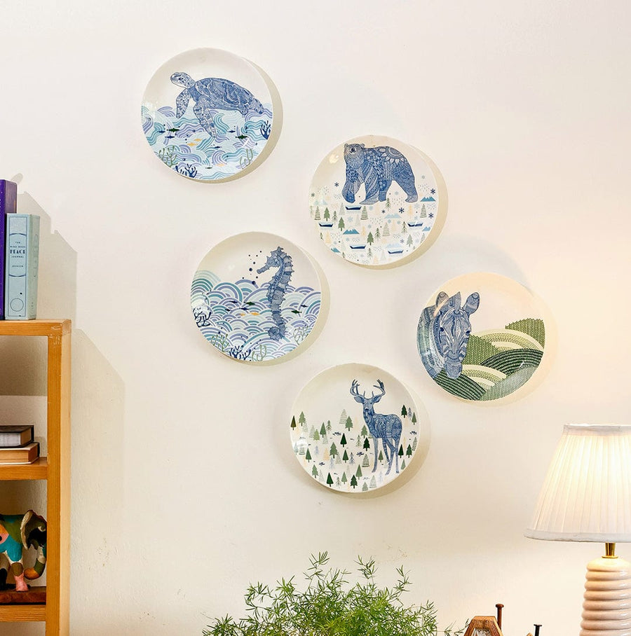 Wall Decor Animal Illustrative Series Wall Plates Set of 5