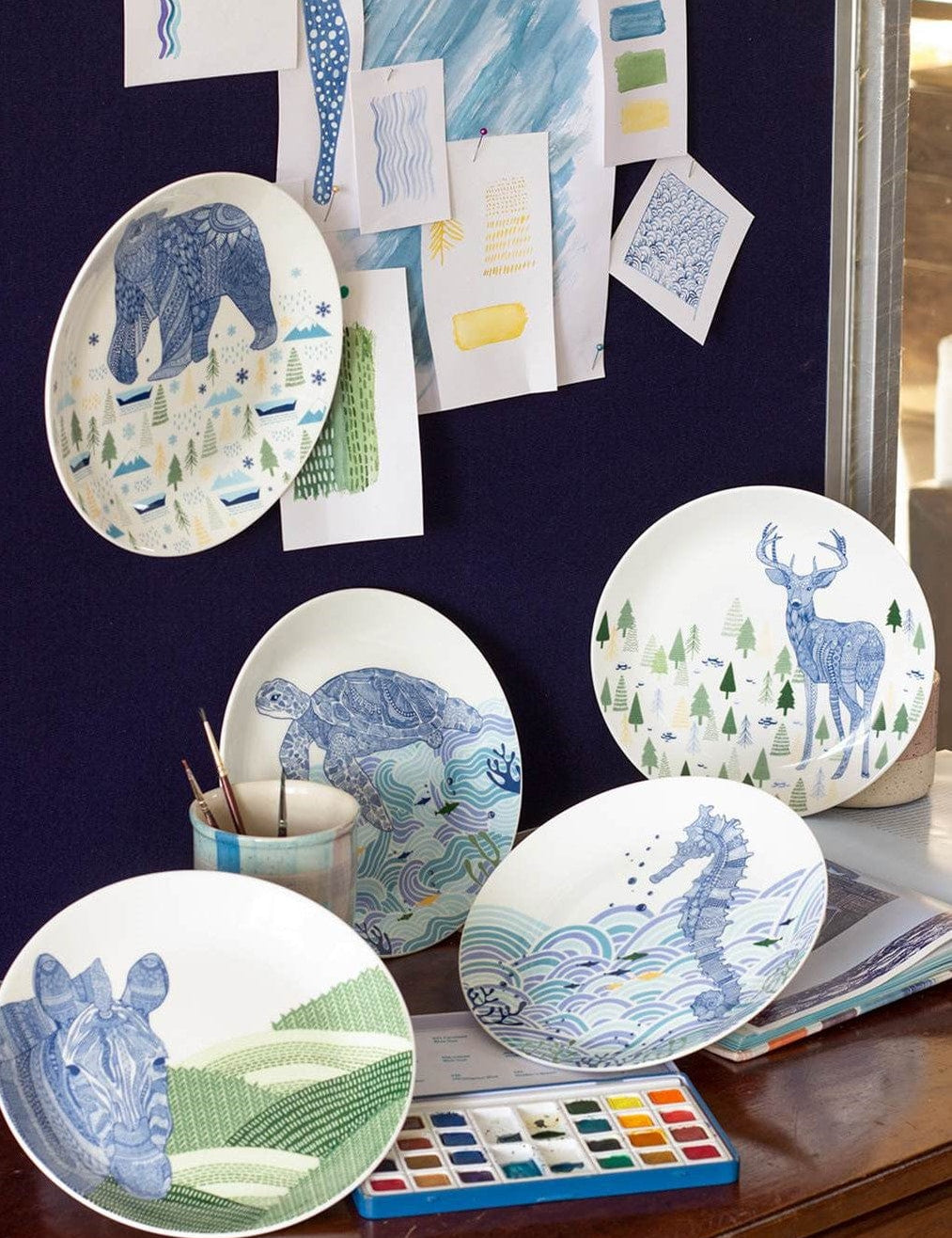Wall Decor Animal Illustrative Series Wall Plates Set of 5