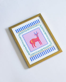 Wall Decor Antlers with Wooden Framing