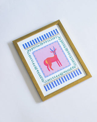 Wall Decor Antlers with Wooden Framing