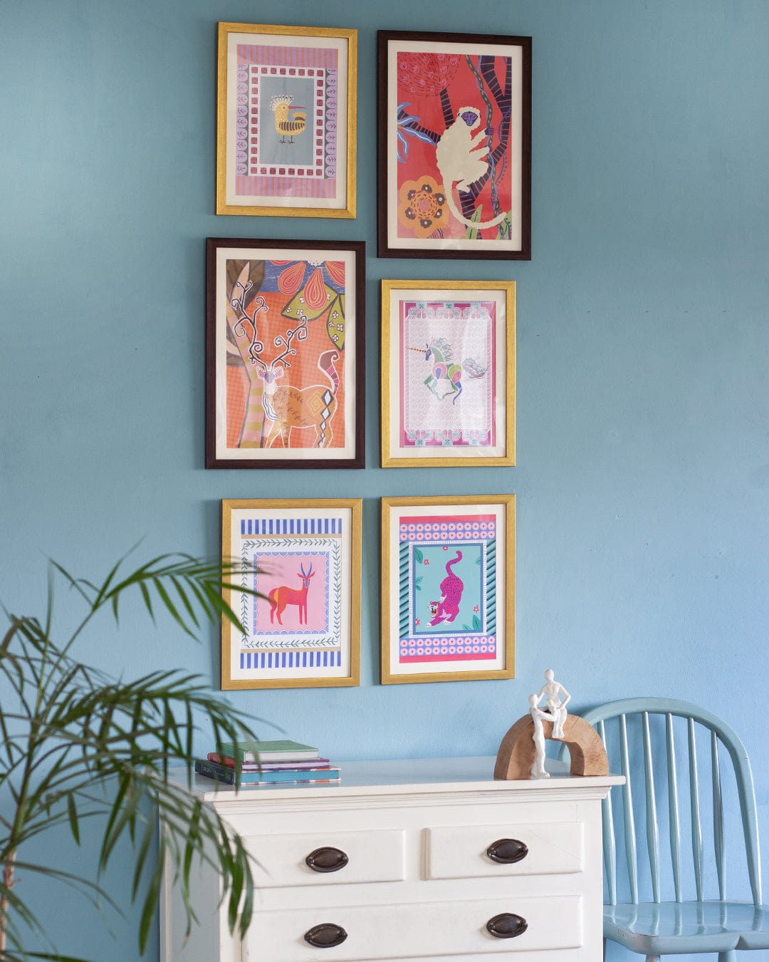 Wall Decor Antlers with Wooden Framing