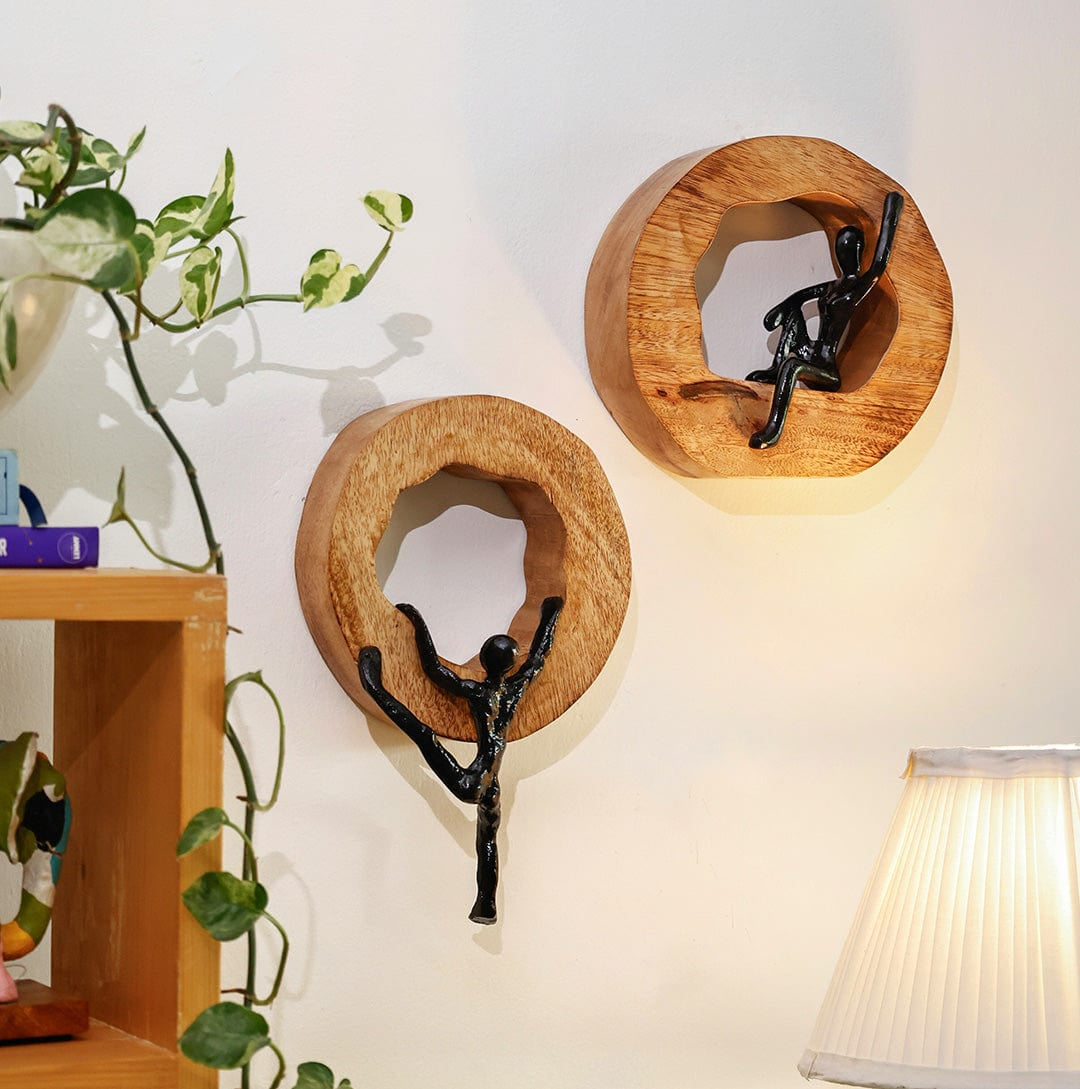 Ascend and Rise handcrafted wood and metal wall decor, set of 2 | The Wishing Chair
