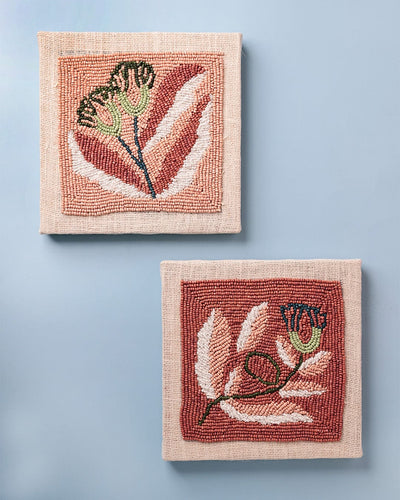 Wall Decor Botanica Hand Embroidered Beads Wall Décor - Set of 2