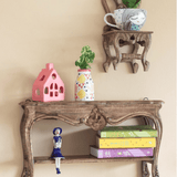 Alice mini table and chair wooden wall shelves with vintage carved design | The Wishing Chair