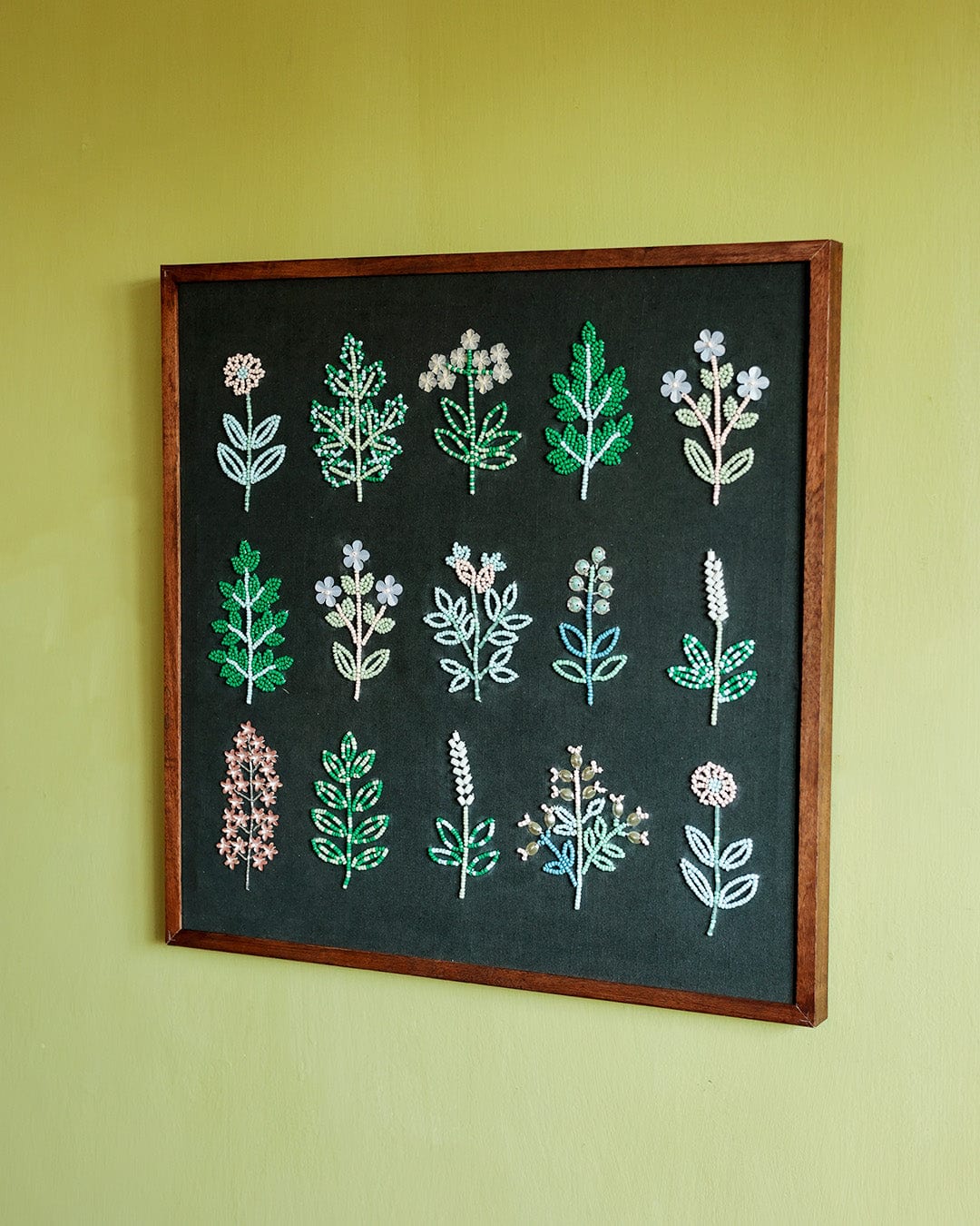 Wall Decor Herbarium Hand Embroidered BeadsWall Décor