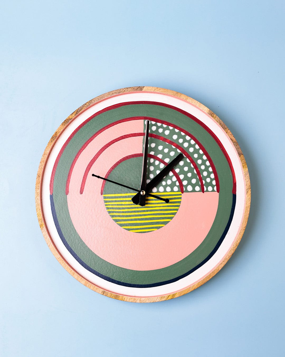 Wall Decor Pattern Harmony Handpainted Wood Wall Clock