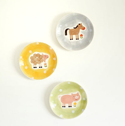 Wall Decor Quirky Farm Hand painted Wall Plates Set of 3