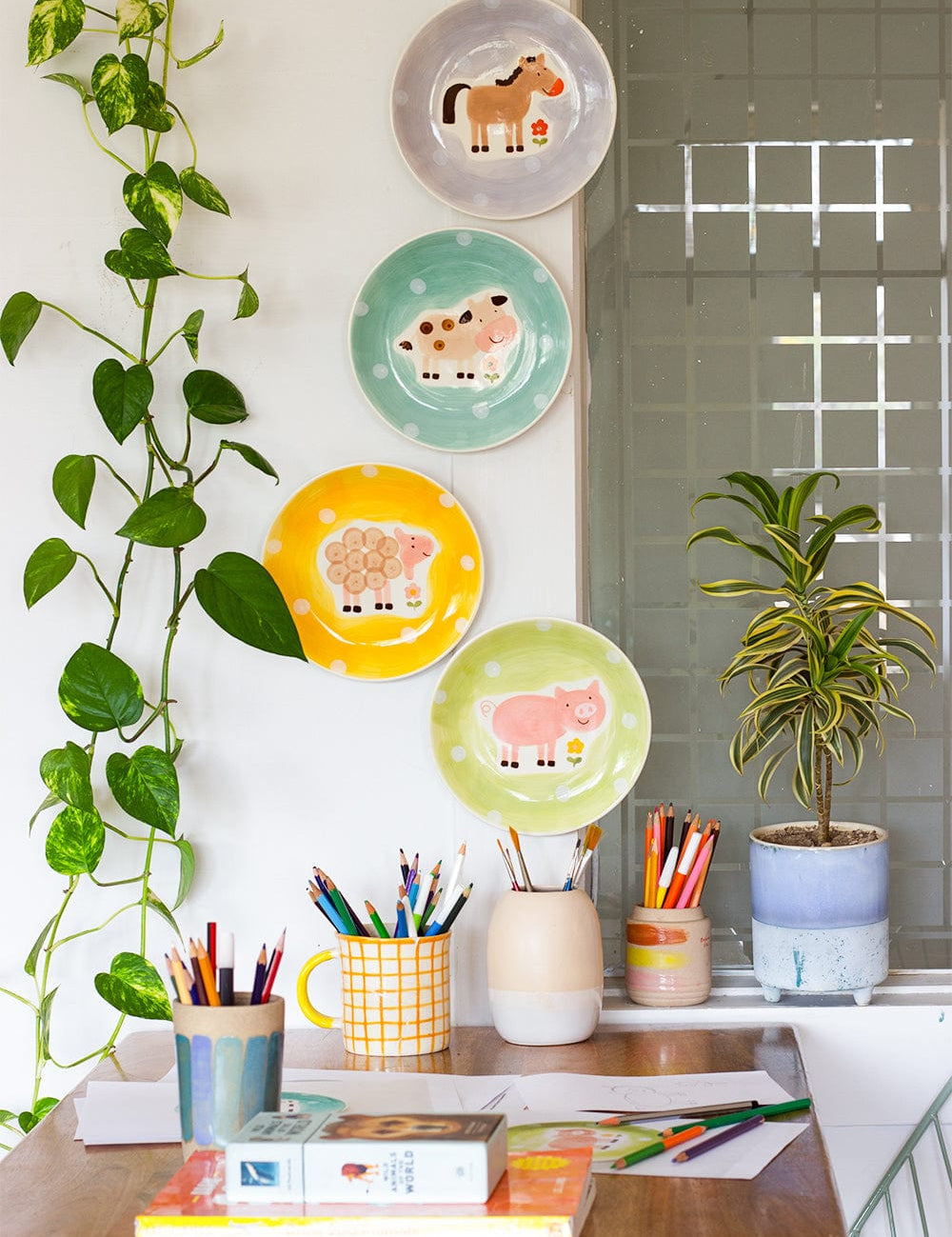Wall Decor Quirky Farm Handpainted Wall Plate