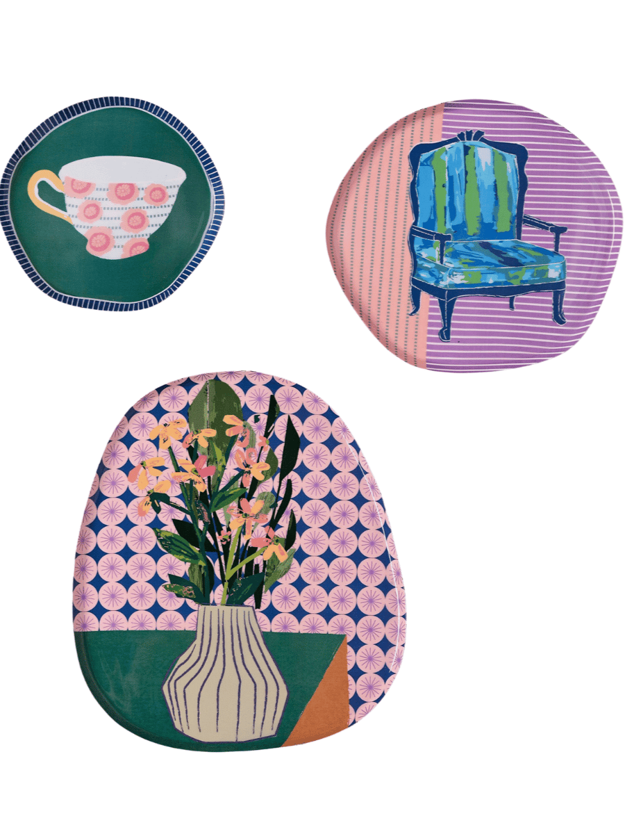 Wall Decor Still Life Metal Wall Plates - Set of 3 | The Wishing Chair