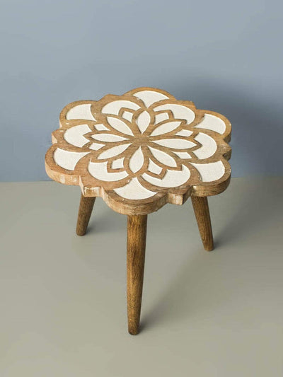 White Flower Side Table