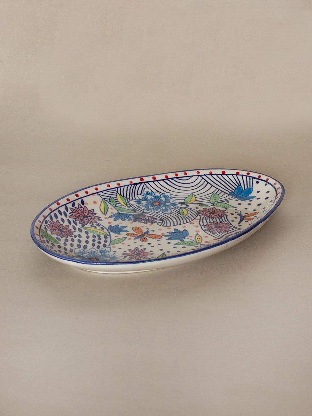 Wild Indigo Handpainted Oval Platter