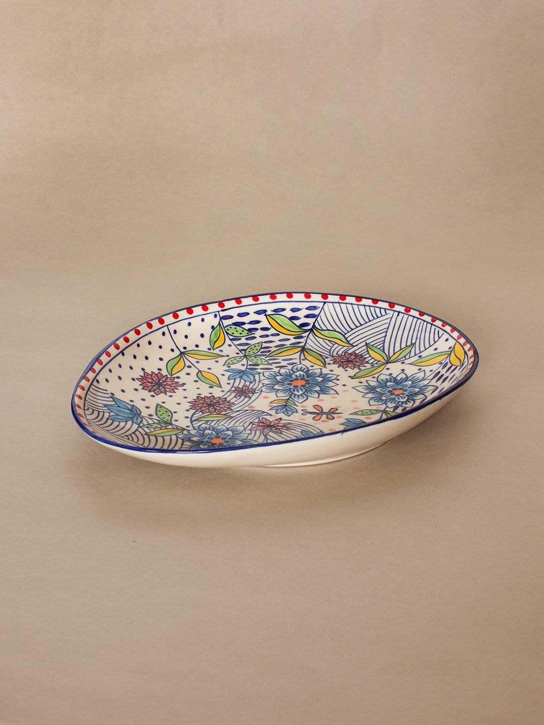 Wild Indigo Handpainted Oval Platter