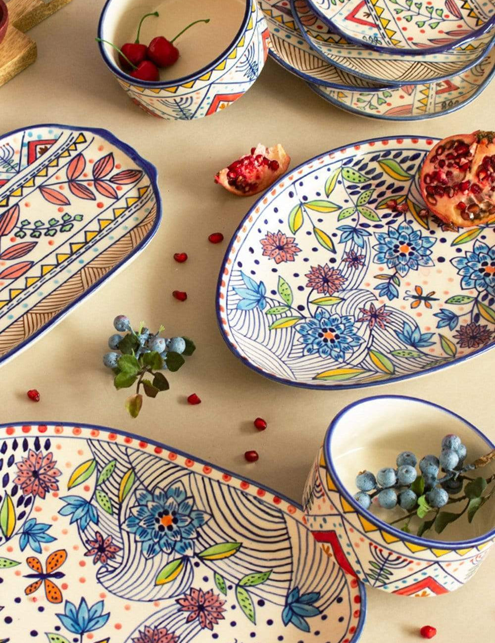 Wild Indigo Handpainted Oval Platter