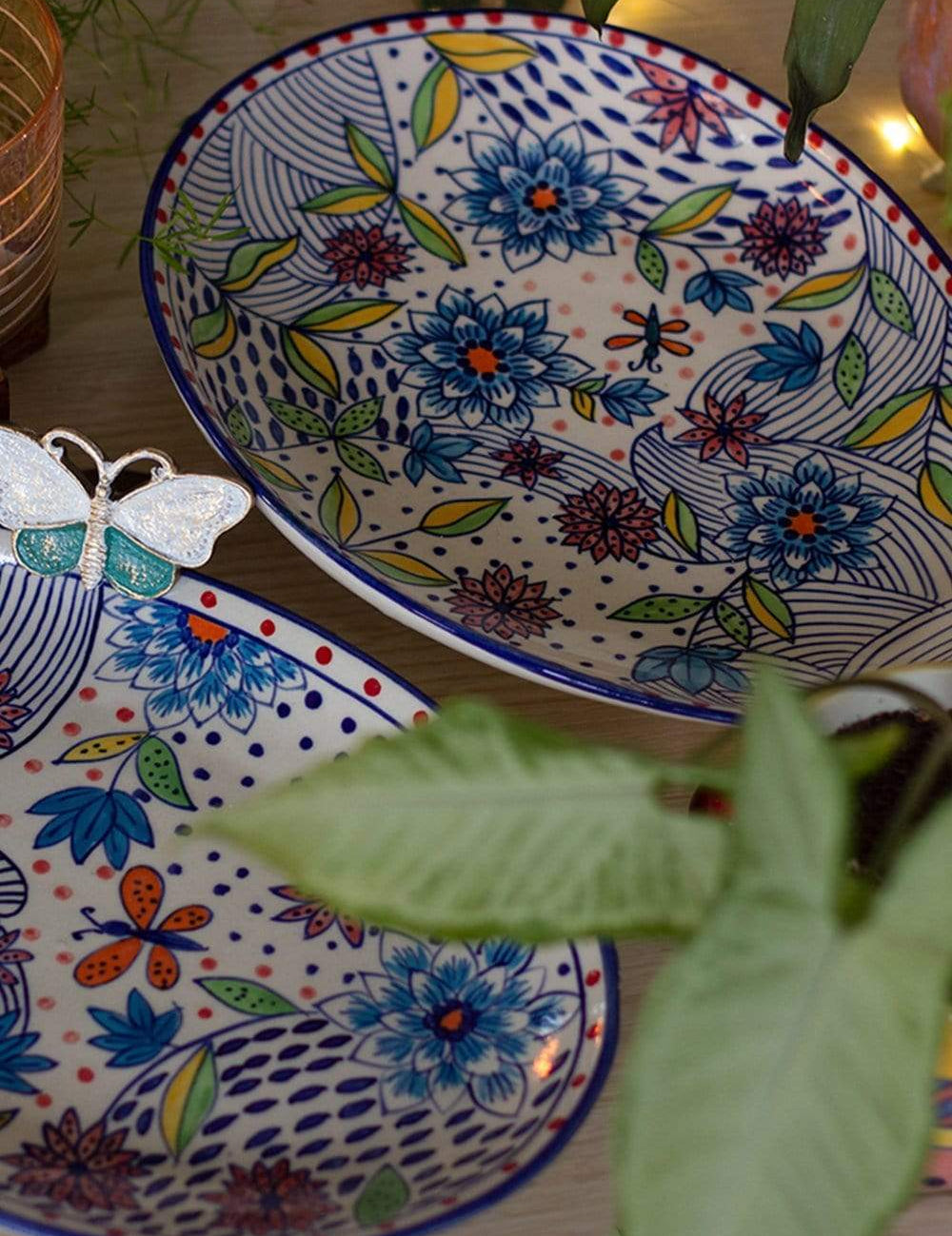 Wild Indigo Handpainted Oval Platter