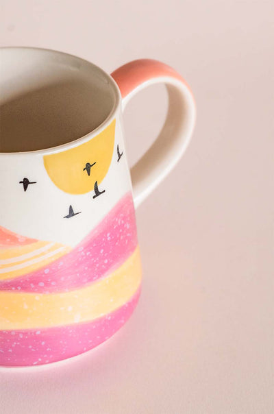  Wilderness Handpainted Ceramic Mug - Pink - Wilderness Handpainted Ceramic Mug - Pink - The Wishing Chair 