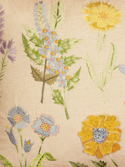 Yellow Daisy Embroidered Cushion Cover
