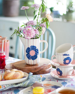   Zinnia Handpainted Ceramic Pitcher - Zinnia Handpainted Ceramic Pitcher - The Wishing Chair  - Zinnia Handpainted Ceramic Pitcher - The Wishing Chair 