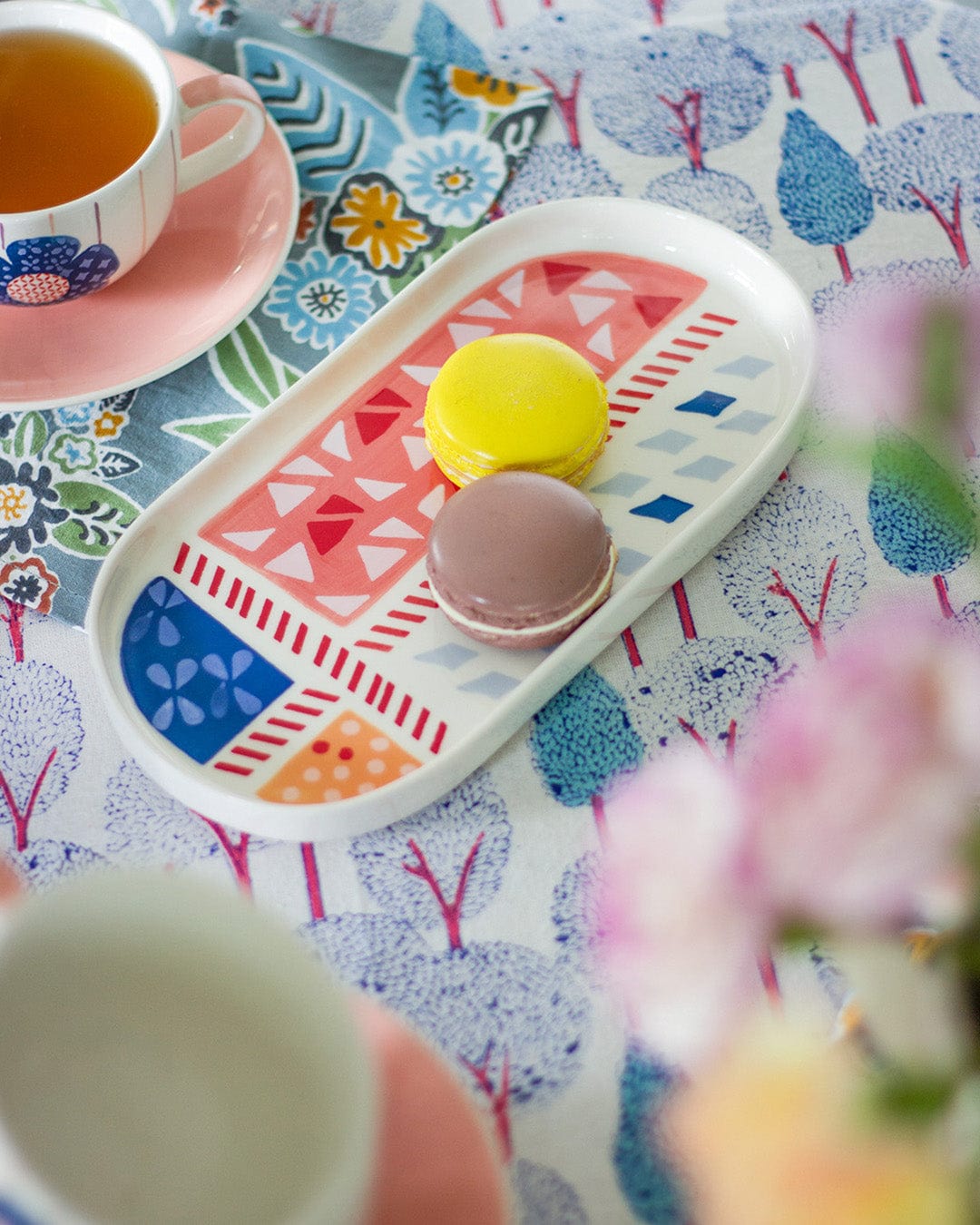 Zinnia Handpainted Ceramic Platter