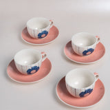   Zinnia Handpainted Ceramic Teacup & Saucer -Set of 4 - Zinnia Handpainted Ceramic Teacup & Saucer -Set of 4 - The Wishing Chair  - Zinnia Handpainted Ceramic Teacup & Saucer -Set of 4 - The Wishing Chair 