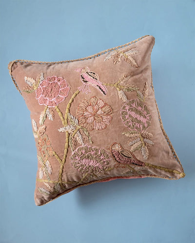 Zoey Hand Embroidered Cushion Cover- Bloom