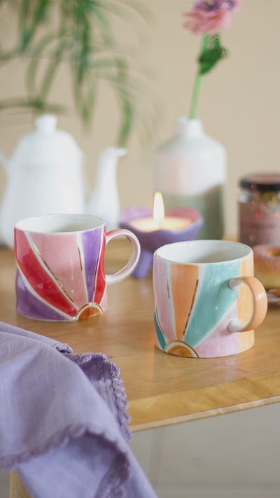 Rise & Shine Handpainted Mugs - Set of 2