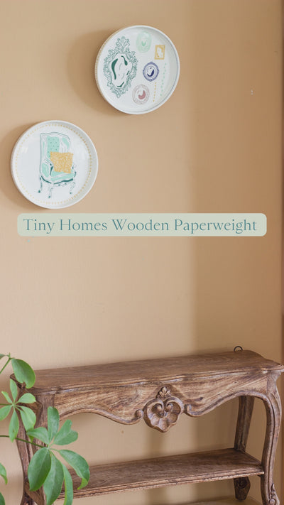 Tiny Homes Wooden Paperweight - Blue