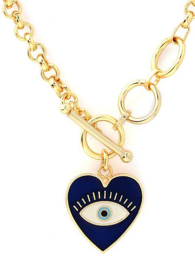 AZGA Heart Eye Toggle Neck Chain - Gold
