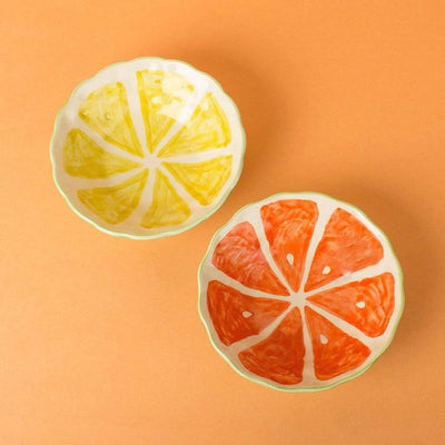 Tangerine Handpainted Ceramic Bowls - Set Of 2 - The Wishing Chair