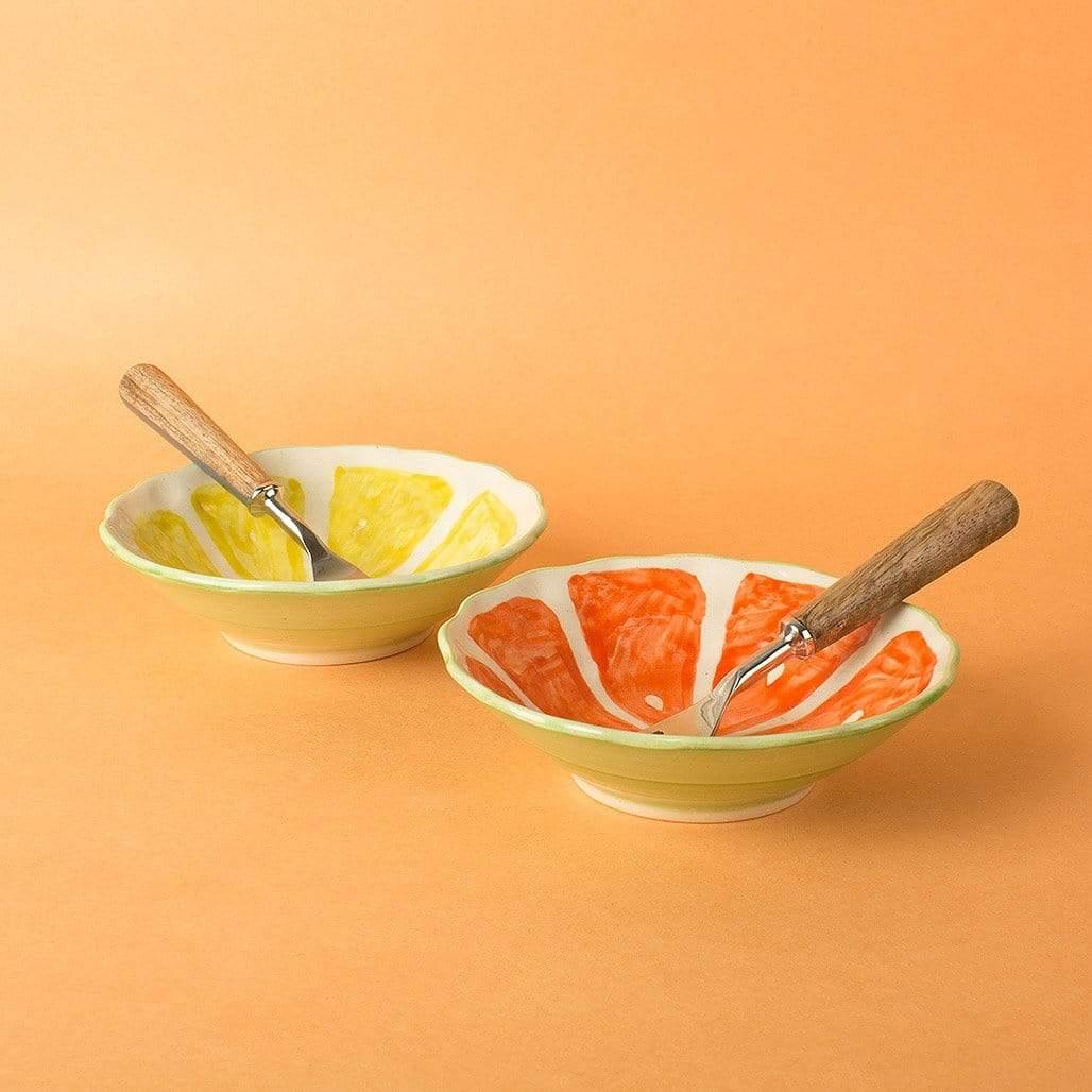Tangerine Handpainted Ceramic Bowls - Set Of 2 - The Wishing Chair