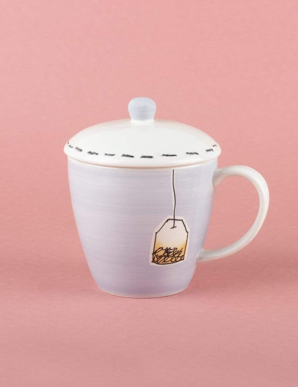 Tea Time Handpainted Mug with Lid - The Wishing Chair