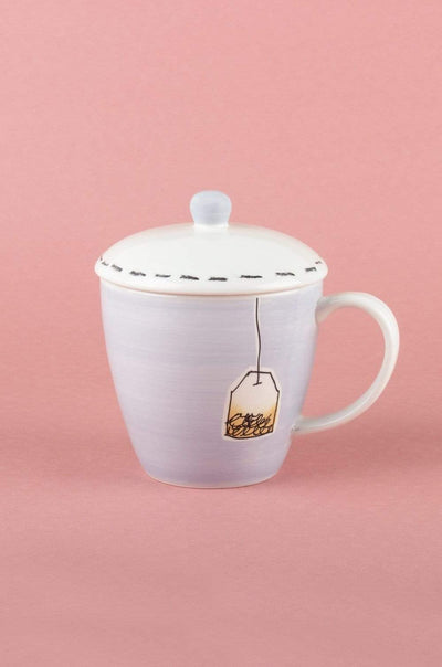 Tea Time Handpainted Mug with Lid - The Wishing Chair
