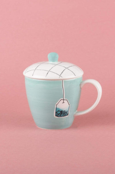 Tea Time Handpainted Mug with Lid - The Wishing Chair