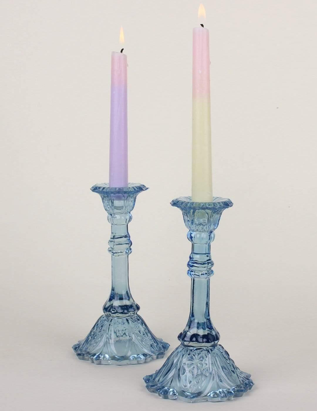 Vintage Recyled Glass Candle Holders - Tall - Set Of 2 - The Wishing Chair