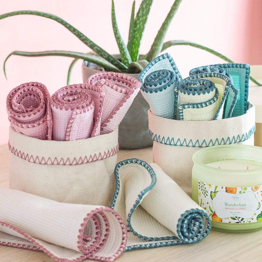Waffle-weave cotton face towels, set of 4 | The Wishing Chair