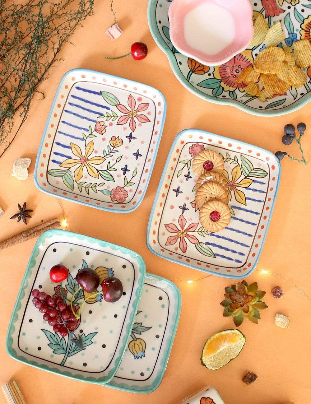 Where The Grass Is Green Handpainted Rectangular Platter - Set of 2 - The Wishing Chair