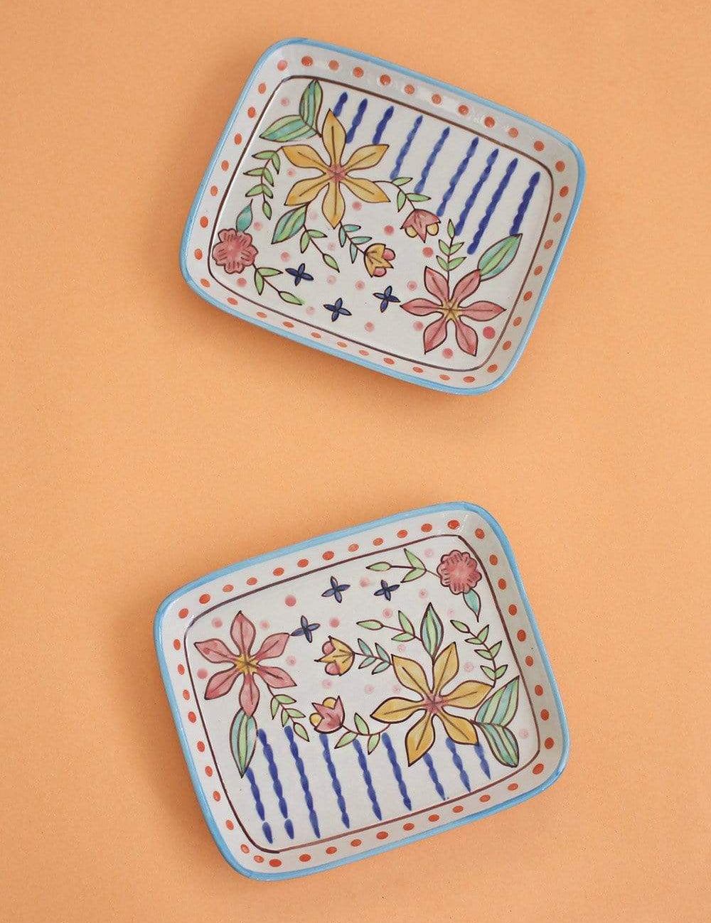 Where The Grass Is Green Handpainted Rectangular Platter - Set of 2 - The Wishing Chair