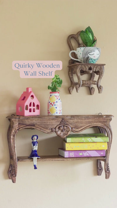 Alice Mini Table Handcrafted Wooden Wall Shelf