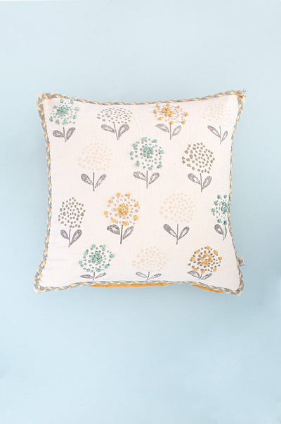 Aiden Hand Embroidered Cushion Cover- Flowers