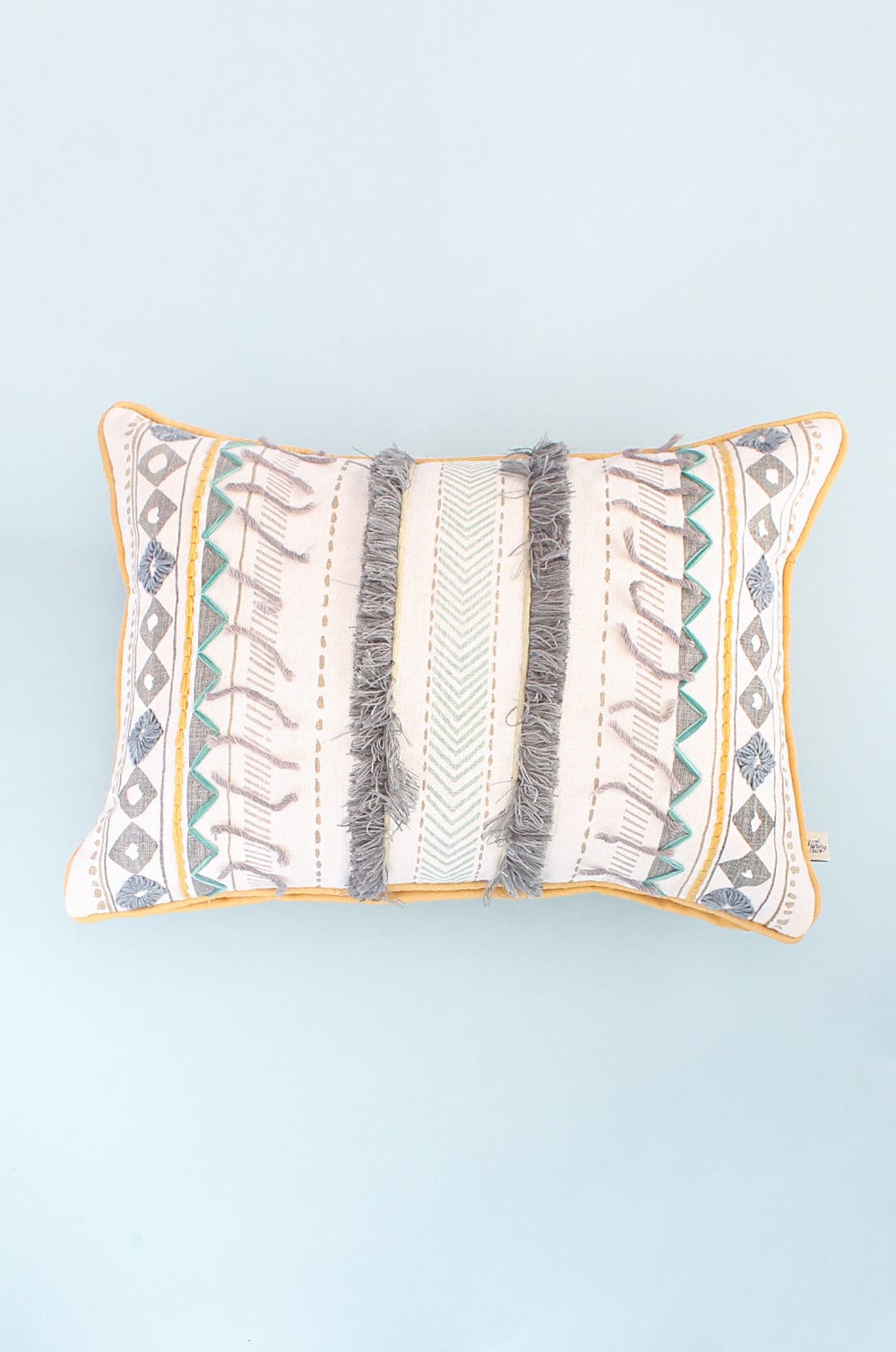 Aiden Hand Embroidered Cushion Cover- Stripes