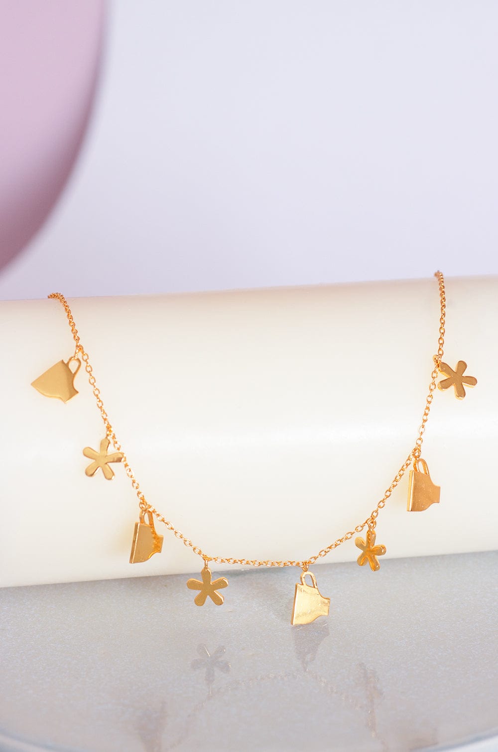 Alice's Tea Party Gold Plated Charm Necklace