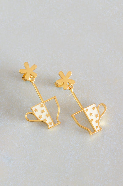 Alice's Tea Party Gold Plated Earrings