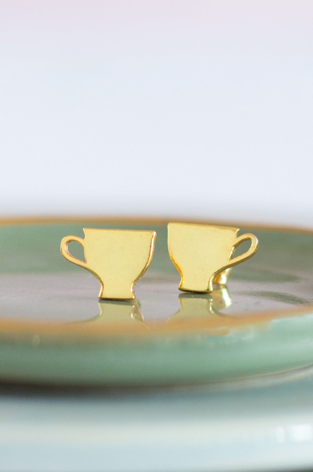 Alice's Tea Party Gold Plated Studs-Tea cup